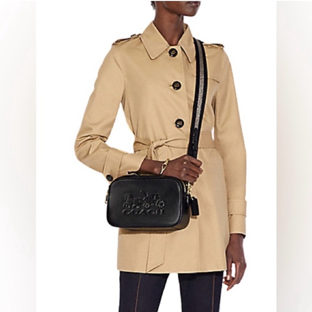 Coach Solid Black Pebbled Leather Horse and Carriage Crossbody Camera Bag Auth - Picture 2 of 11